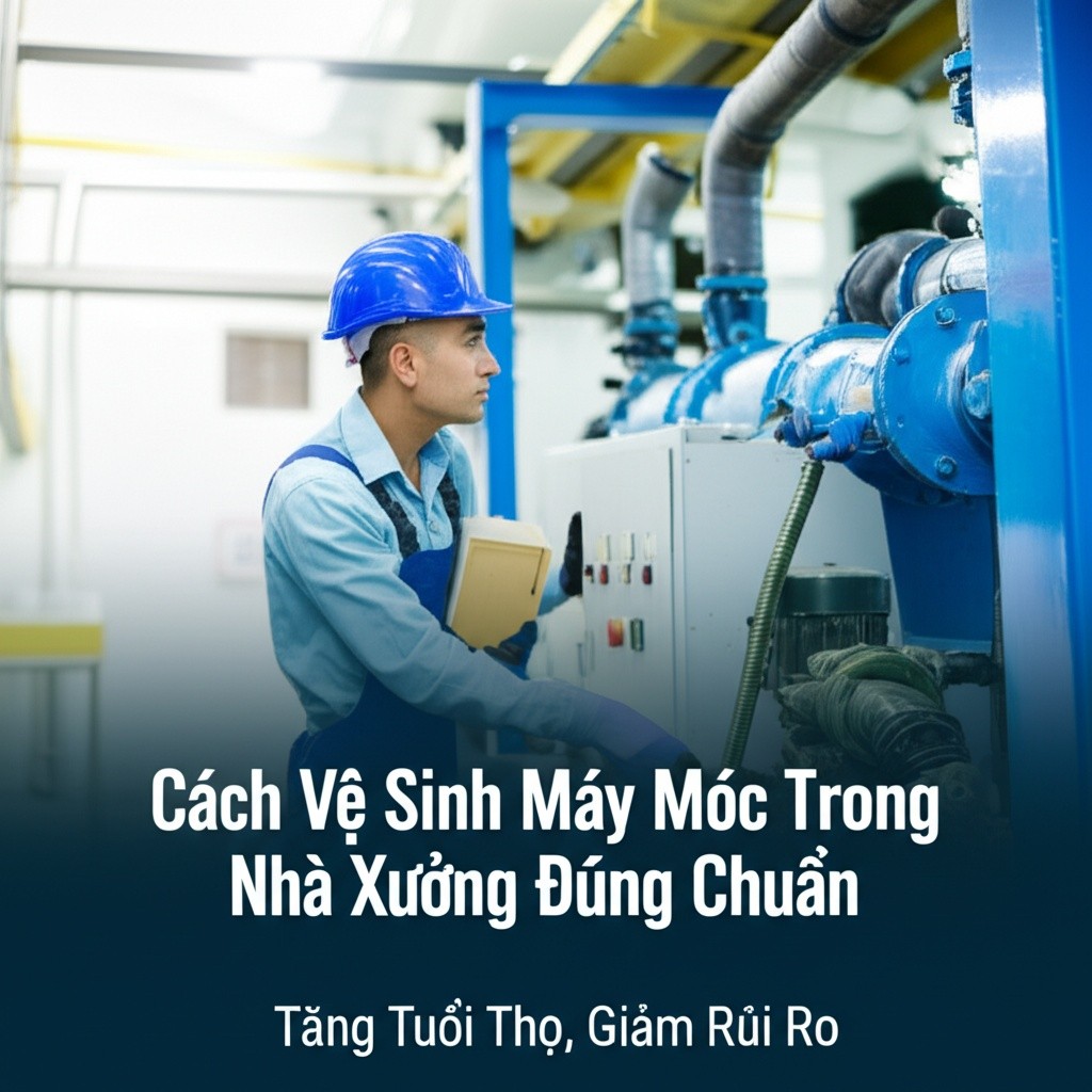 Hình minh họa cho bài viết: Cách Vệ Sinh Máy Móc Trong Nhà Xưởng Đúng Chuẩn: Tăng Tuổi Thọ, Giảm Rủi Ro